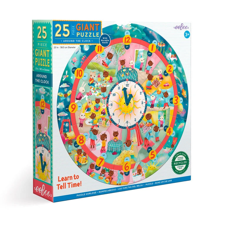 Eeboo Around The Clock 25-Piece Giant Jigsaw Puzzle For Kids