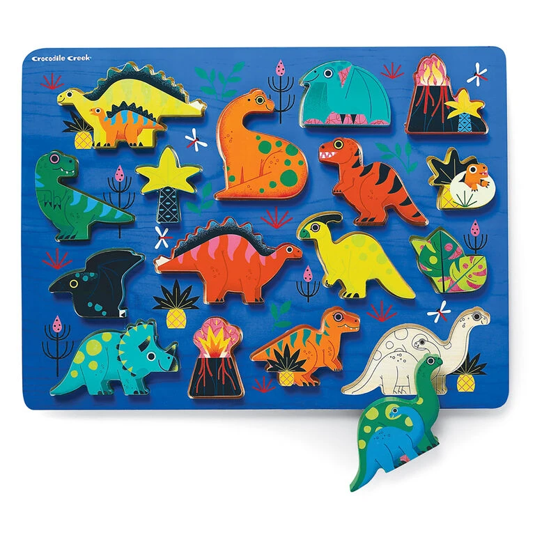 Crocodile Creek Dinosaurs 16-Piece Wood Puzzle For Kids