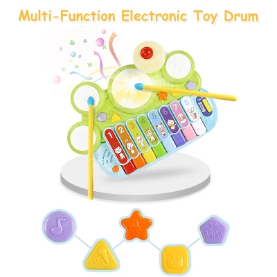Costway 3 In 1 Musical Instruments Electronic Piano Xylophone Drum Set Learning Toys - Image 3