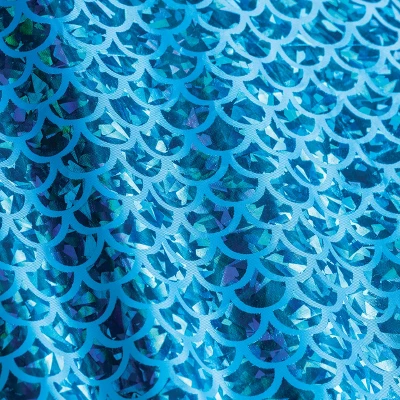 HearthSong Mermaid Blue Scalloped Gauze Canopy With LED Lights And Decorative Applique And Cute Shells And Starfish - Image 7