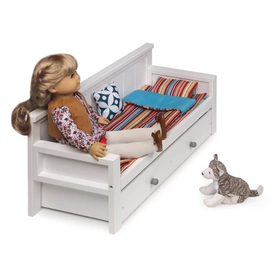 Sofa/Daybed With Trundle For 18" Dolls - White/Multi - Image 4
