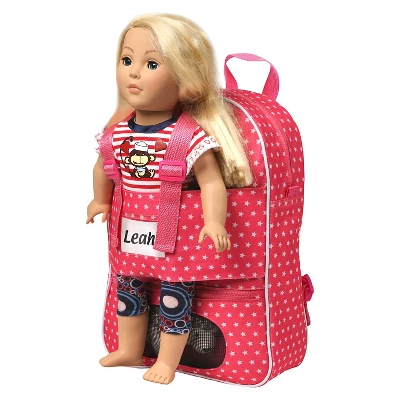 Badger Basket Doll Travel Backpack With Plush Friend Compartment - Star Pattern - Image 3