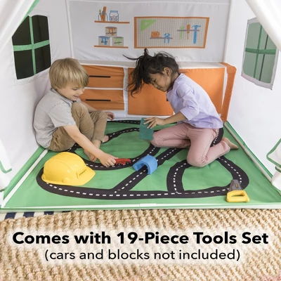HearthSong 50-Inch Pretend-Play Fabric Garage And Tool Workshop With 19-Piece Pretend-Play Tool Set - Image 3