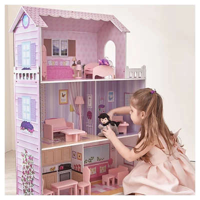 Teamson Kids Fancy Mansion Doll House With 13pcs Furniture - Image 3