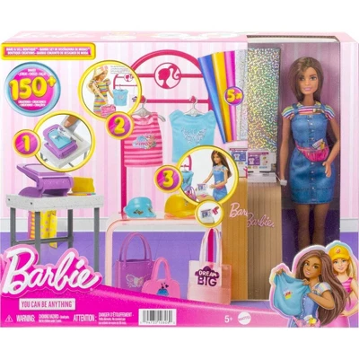 Barbie Make & Sell Boutique Playset With Brunette Doll, Foil Design Tools, Clothes & Accessories - Image 5