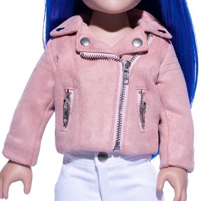I'M A GIRLY Light Pink Faux Suede Jacket Outfit For 18" Fashion Doll - Image 2