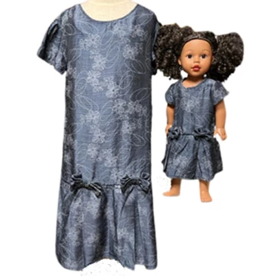 Doll Clothes Superstore Size 10 Matching Girl And Doll Blue Pattern Dresses For Girls And Dolls