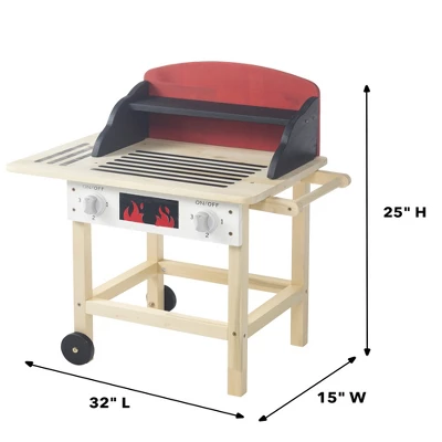 HearthSong Junior Grill Master's Pretend Play Wooden BBQ Grill Set With Accessories - Image 6