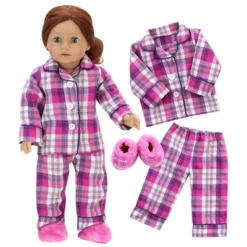Sophia’s Flannel Pajama & Slippers Set For 18'' Dolls, Pink