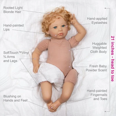 Paradise Galleries Reborn Toddler Girl Doll Story Time, 21 Inch With Light Blonde Hair And Blue Eyes, Made In SoftTouch Vinyl - Image 3