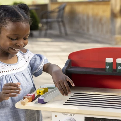 HearthSong Junior Grill Master's Pretend Play Wooden BBQ Grill Set With Accessories - Image 5