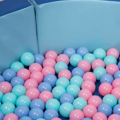 Outsunny Indoor/Outdoor Memory Foam Ball Pit For Toddlers 1-3 Sensory Toy, Blue - Image 5