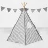 Bacati - Gray Stripes Play Tent For Kids/Toddlers, 100% Cotton Percale Fabric Cover