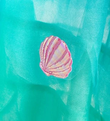 HearthSong Mermaid Blue Scalloped Gauze Canopy With LED Lights And Decorative Applique And Cute Shells And Starfish - Image 15