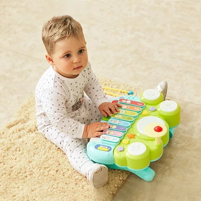 Costway 3 In 1 Musical Instruments Electronic Piano Xylophone Drum Set Learning Toys - Image 2