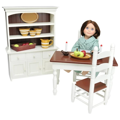 The Queen's Treasures 18 In Doll Fully Wooden Kitchen Table And Two Chairs - Image 5