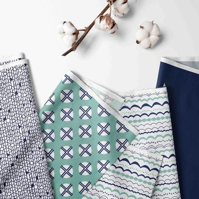 Bacati - Noah Boys Mint Navy Play Tent For Kids/Toddlers, 100% Cotton Percale Fabric Cover