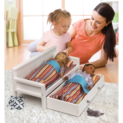 Sofa/Daybed With Trundle For 18" Dolls - White/Multi - Image 2