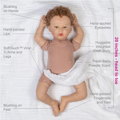 Paradise Galleries Reborn Baby Doll I Love You S-Mores 20 Inch Baby Doll - Brown Hair/Blue Gray Eyes - Image 5