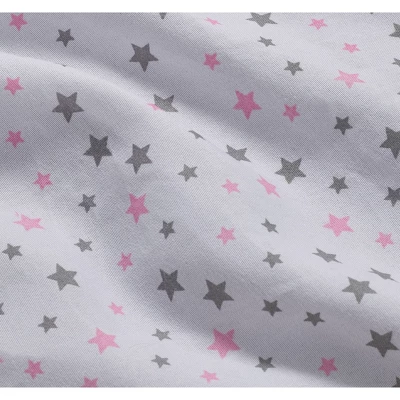 Badger Basket Scrollwork Metal Triple Doll Bunk Bed With Ladder And Bedding - Silver/Pink/Stars - Image 4