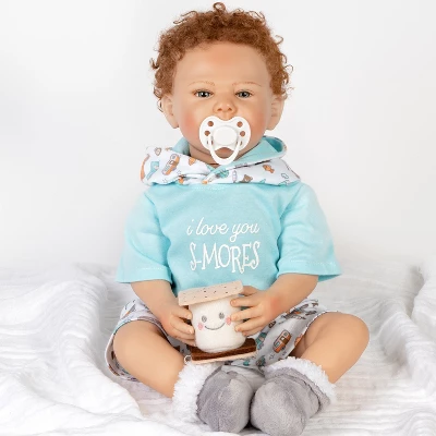 Paradise Galleries Reborn Baby Doll I Love You S-Mores 20 Inch Baby Doll - Brown Hair/Blue Gray Eyes - Image 6