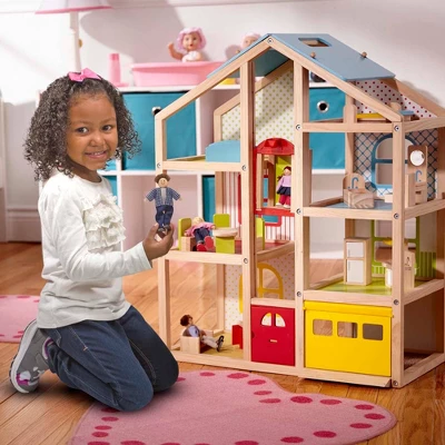 Melissa & Doug Hi-Rise Wooden Dollhouse With Furniture, Garage And Working Elevator - Image 4