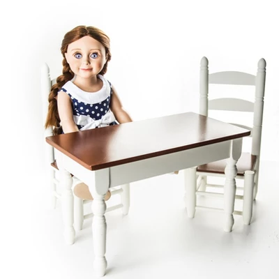 The Queen's Treasures 18 In Doll Fully Wooden Kitchen Table And Two Chairs - Image 3