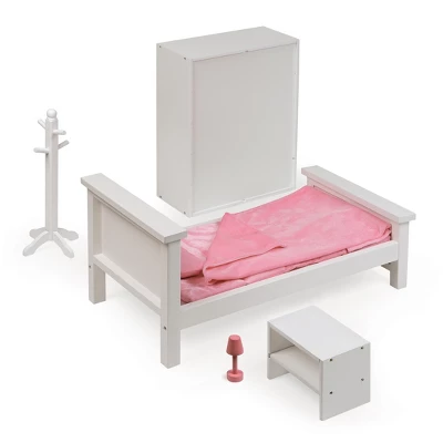 Bedroom Furniture Set For 18" Dolls - White/Pink - Image 2