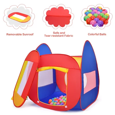 Costway Portable Kid Baby Play House Indoor Outdoor Toy Tent Game Playhut With 100 Balls - Image 5