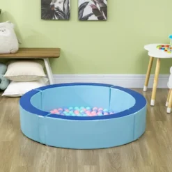 Outsunny Indoor/Outdoor Memory Foam Ball Pit For Toddlers 1-3 Sensory Toy, Blue
