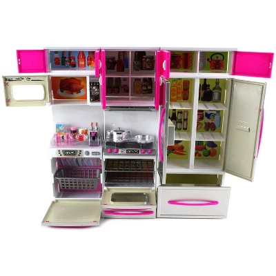 Link Little Princess Modern Kitchen Mini Kitchen Playset Comes With Refrigerator, Stove, And Microwave