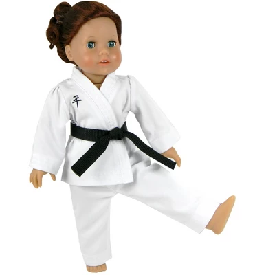 Sophia’s Karate Uniform With White, Purple, & Black Belts For 18” Dolls, White - Image 2