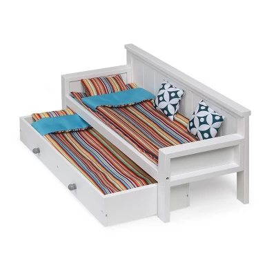 Sofa/Daybed With Trundle For 18" Dolls - White/Multi - Image 7
