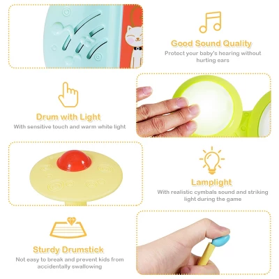 Costway 3 In 1 Musical Instruments Electronic Piano Xylophone Drum Set Learning Toys - Image 9