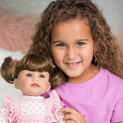 Adora Toddler Doll "Vintage Girl" With Pink Frill Pinafore Dress, Pink Baby Pantaloons And Black Mary Jane Shoes - Image 2