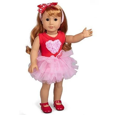 Dress Along Dolly Pink Heart Outfit For American Girl Doll - Image 3