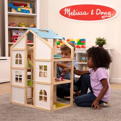 Melissa & Doug Hi-Rise Wooden Dollhouse With Furniture, Garage And Working Elevator - Image 6