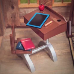 The Queen's Treasures 18 Inch Doll 1940’s Wood School Desk. And Accessories