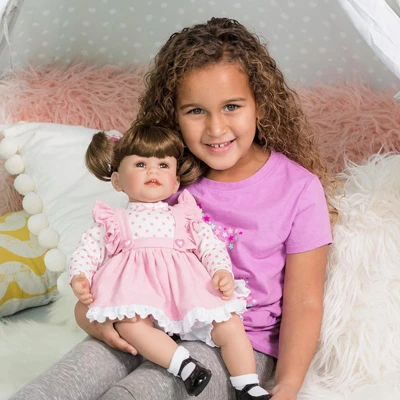 Adora Toddler Doll "Vintage Girl" With Pink Frill Pinafore Dress, Pink Baby Pantaloons And Black Mary Jane Shoes - Image 3