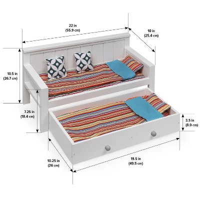 Sofa/Daybed With Trundle For 18" Dolls - White/Multi - Image 8