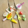 HearthSong 12-Piece Painted Wooden Culinary Play Set With Fruits, Vegetables, And Utensils