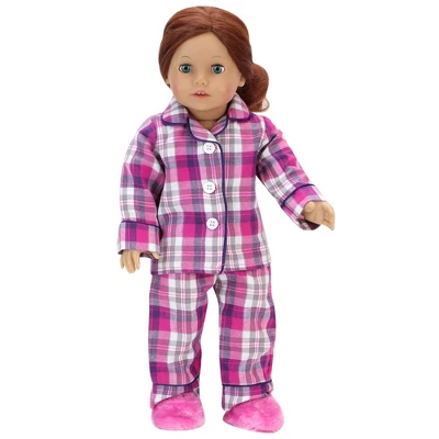 Sophia’s Flannel Pajama & Slippers Set For 18'' Dolls, Pink - Image 2