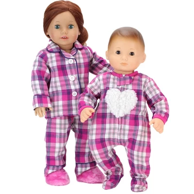 Sophia’s Flannel Pajama & Slippers Set For 18'' Dolls, Pink - Image 3