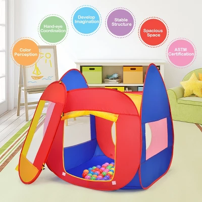 Costway Portable Kid Baby Play House Indoor Outdoor Toy Tent Game Playhut With 100 Balls - Image 8
