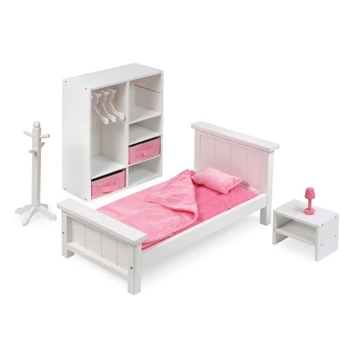 Bedroom Furniture Set For 18" Dolls - White/Pink - Image 3