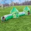 HearthSong Indoor Outdoor Two Green Pop-Up Play Tents And Two Tunnels For Kids