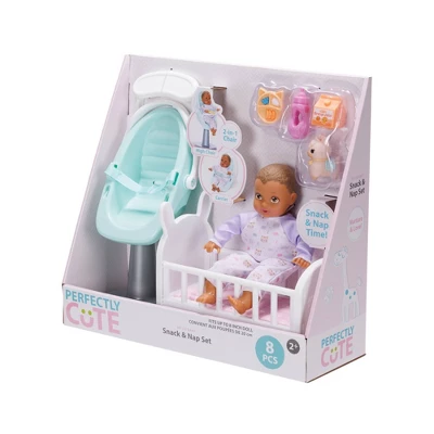 Perfectly Cute Baby Snack And Nap Set 8" Baby Doll - Light Brown Hair/Brown Eyes - Image 2